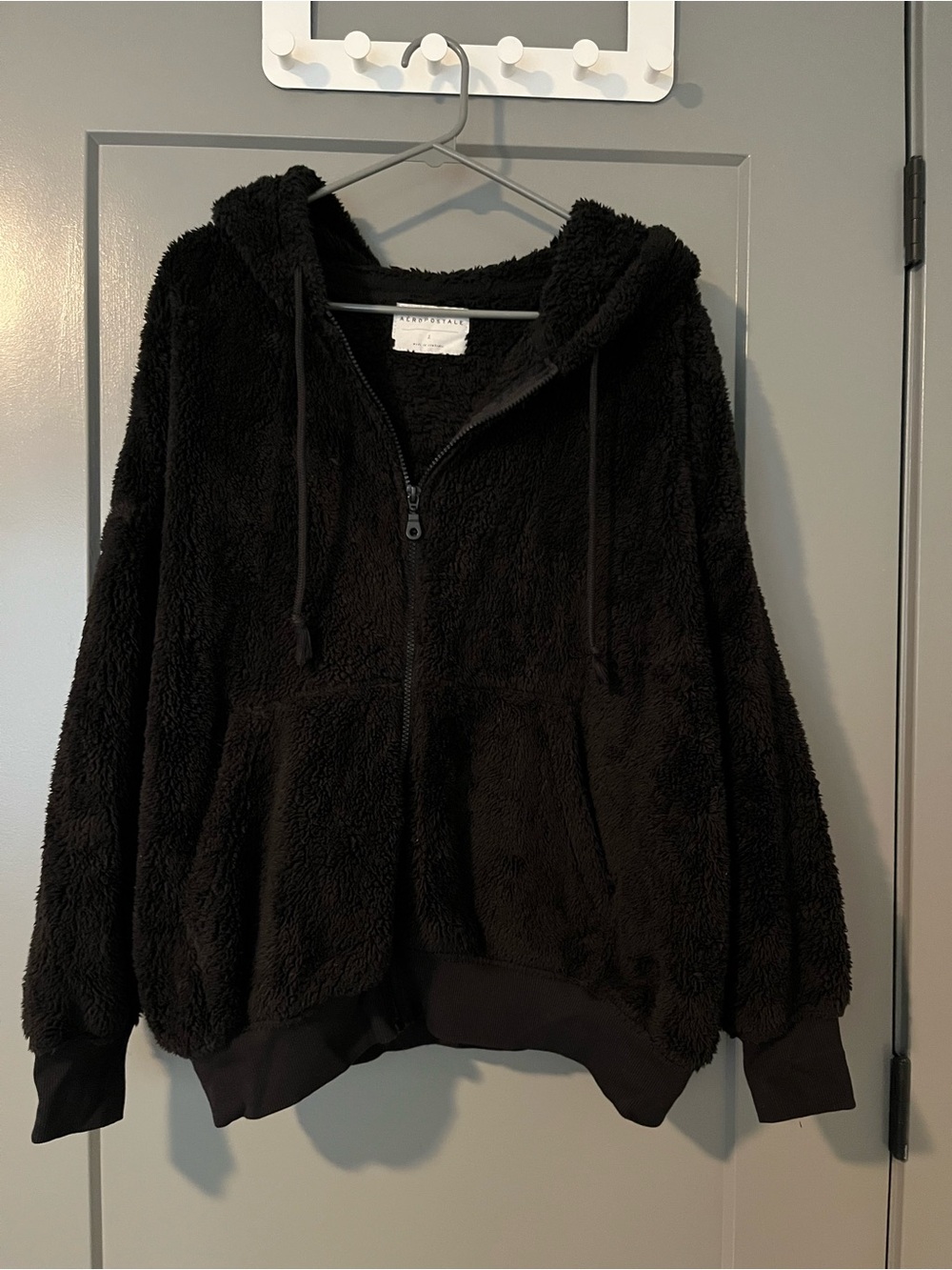 Cozy Black Sherpa Zip-Up Hoodie Jacket - Women